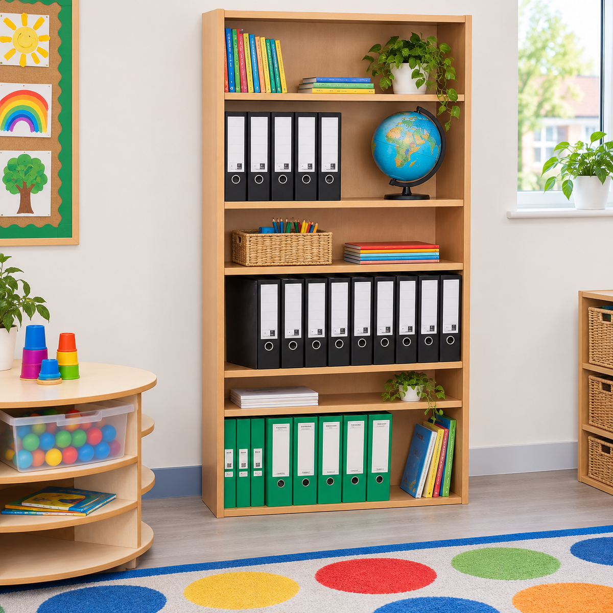 1800mm Bookcase with 5 Shelves in a bright classroom setting – view 7