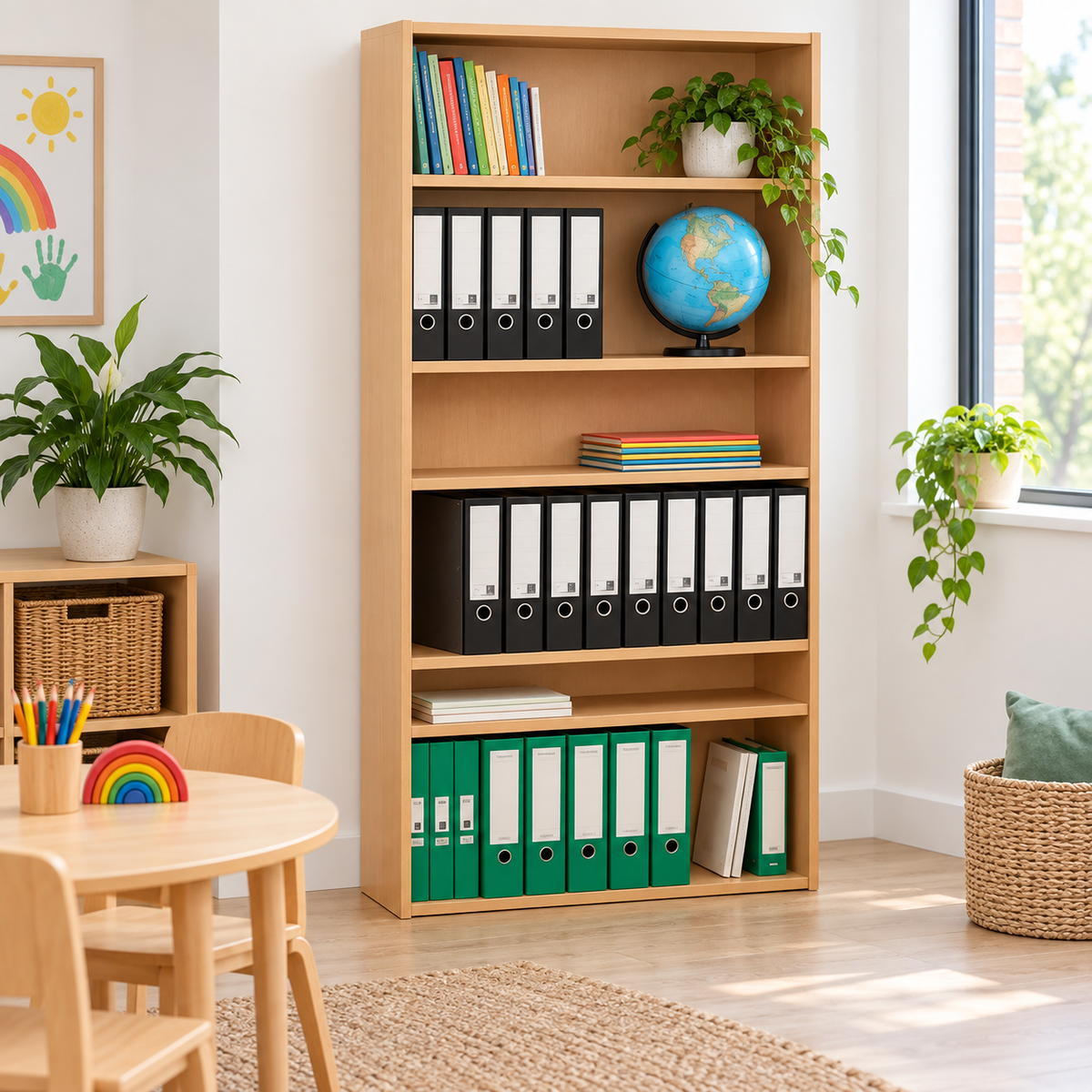 1800mm Bookcase with 5 Shelves in a bright classroom setting – view 8