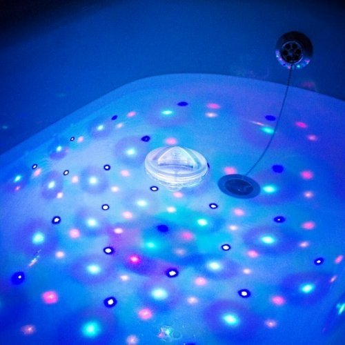 2 Pack Bath Under Water Disco, Battery-operated and 100% waterproof , the Underwater Bath Disco Light show is a stunning addition to bath time and water play time. What's more its curvaceous shape of the Bath Disco causes the lights to reach out to every corner of the bath . The Bath disco is guaranteed to add a mesmerising kaleidoscope of light to bath time. So don't just sit in the tub twiddling your pruning thumbs; order an Underwater Bath Disco Light show and make bath time fun. Not just for bath time, 