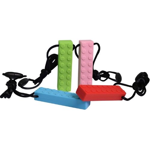 2 Pack CHUIT Bumpy Block Stick, The Bumpy Block Stick Textured Chew Necklace is a cool and unique solution for children who need a sensory outlet when feeling nervous or fidgety. A wearable sensory chew which can be worn under clothing so its hand whenever the child needs access to a calming sensory solution and it acts as a oral motor tool and also a great hand fidget. The bumpy block chew provides a unique chew toy for classrooms,homes and out and about and is discreet and provides a safer alternative tha