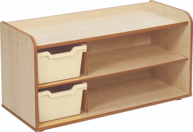 2 Tray Unit with Shelves & Magnolia Trays, The Solway 2 Tray Unit with Shelves & Magnolia Trays is an essential storage component ideal for schools and EYFS (Early Years Foundation Stage) settings. This unit is part of the comprehensive Solway range, which includes a variety of play, reading, and tray storage units, designed to be modular, user-friendly, and hygienic. 2 Tray Unit with Shelves & Magnolia Trays Features: Quality Material: Constructed from 8mm & 15mm covered MDF that is ISO 22196 certified ant