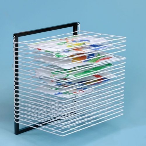 20 Shelf Wall Mounted Drying Rack, This 20 Shelf Wall Mounted Drying Rack is ideal for classrooms with little space. The 20 Shelf Wall Mounted Drying Rack is designed to fold away back to the wall when not in use. The 20 Shelf Wall Mounted Drying Rack comes complete with fixings and is finished in epoxy coated resin for easy cleaning. 20 Shelf Wall Mounted Drying Rack is designed specially for mounting directly to the wall A great way to store and dry artwork Offers drip free drying Plastic coated shelves c