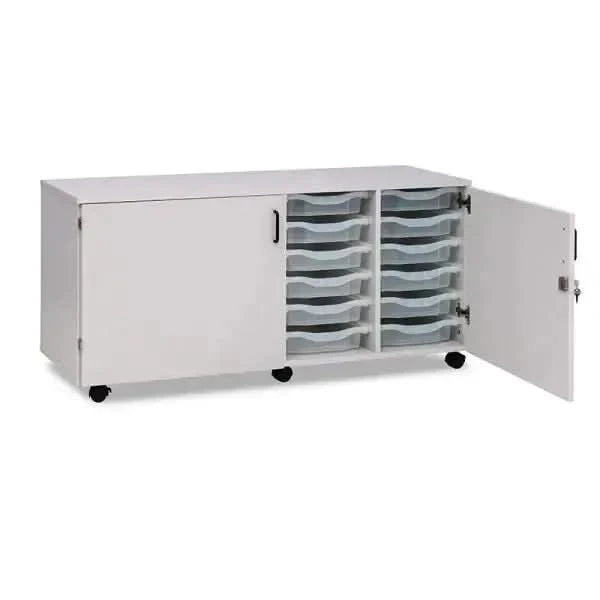 24 Tray Quad Column Tray Unit With Lockable Doors And Black Plastic Handles-24 Tray Quad Column Tray Unit With Lockable Doors And Black Plastic Handles