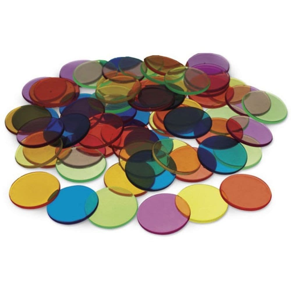 250 Pack Transparent Counters, These translucent counters are made with high-quality materials, ensuring durability and long-lasting use. They come in a variety of vibrant colours, making them visually appealing to children. The translucent nature of these counters allows light to pass through, creating an engaging visual experience when used on a lightbox. With 250 counters in the pack, educators and parents can take advantage of the versatility they offer. These counters can be used as a counting resource