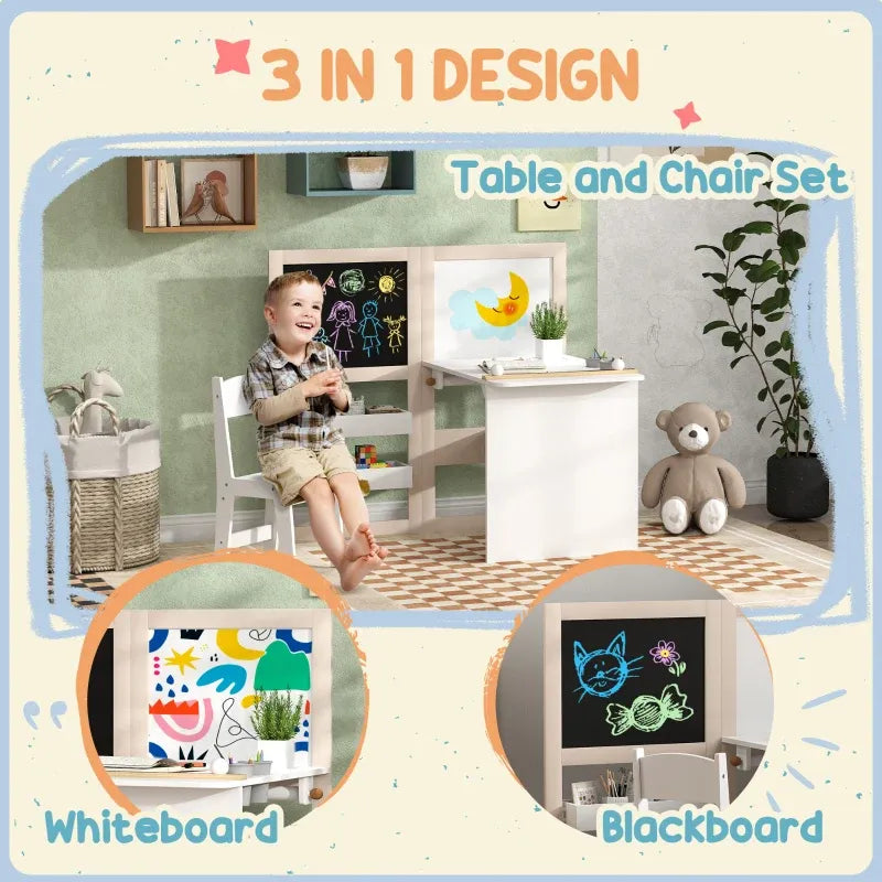 3 in 1 Kids Table and Chair Set-3 in 1 Kids Table and Chair Set