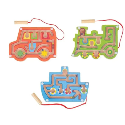 3 Pack Wooden Magnetic Labyrinth-3 Pack Wooden Magnetic Labyrinth