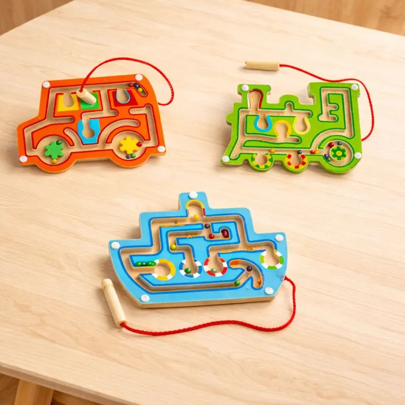 3 Pack Wooden Magnetic Labyrinth-3 Pack Wooden Magnetic Labyrinth