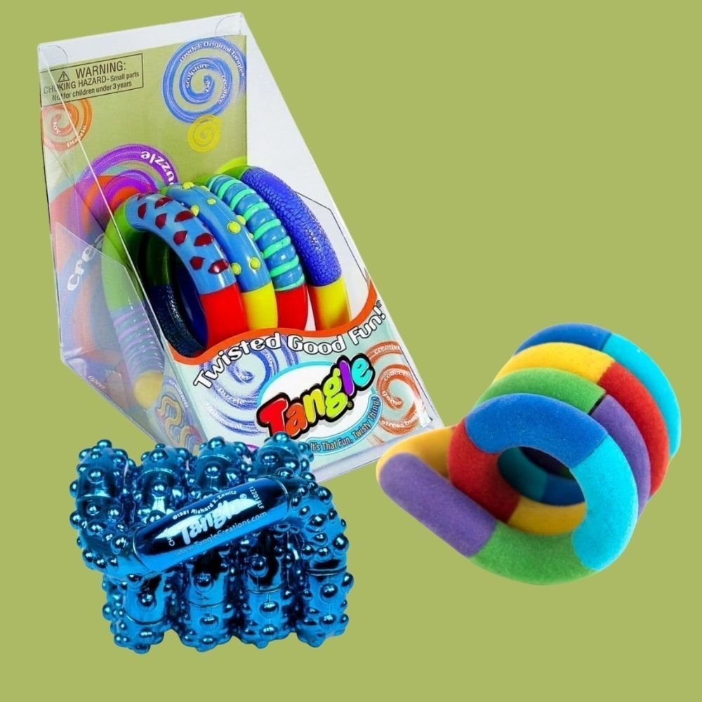 3 Piece Textured Tangles Pack, A fun pack of 3 assorted textured tangle fidget toys including 2 textured tangles and a large tactile tangle. Anxious children can rarely stay focused on the task at hand, be it in school or home. The constant need to fidget, get up and move around can cause them to be less efficient and productive compared to their peers so quench the fidget thirst with the tactile tangle pack. Colours will vary Tangle toys with added texture Quiet, non disruptive fidget toy for adults and ch