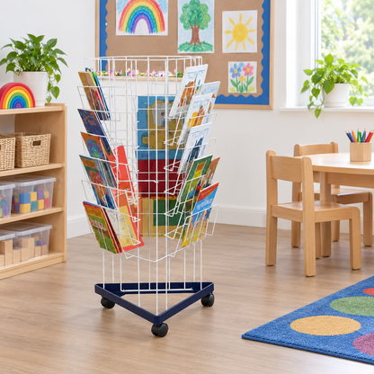 3 Sided Mini Bookrack in a bright classroom setting – view 2