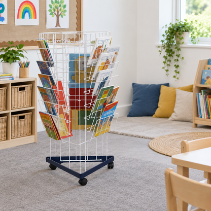 3 Sided Mini Bookrack in a bright classroom setting – view 7