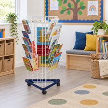 3 Sided Mini Bookrack in a bright classroom setting – view 1