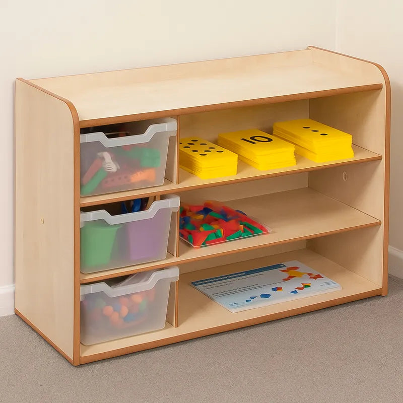 3 Tray Unit with Shelves and Clear Trays-3 Tray Unit with Shelves and Clear Trays