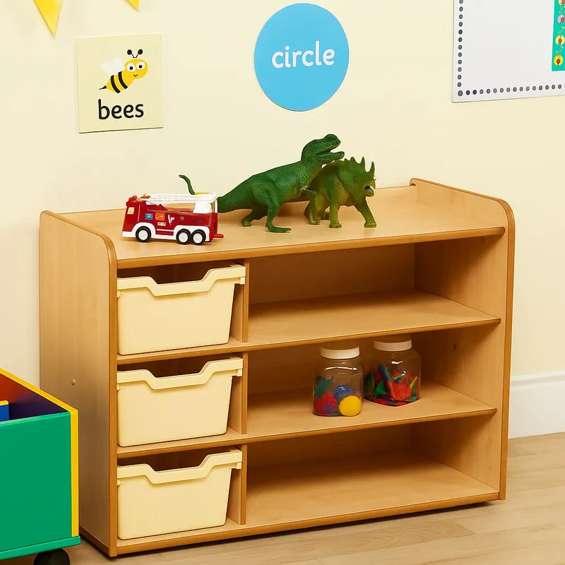 3 Tray Unit with Shelves and Magnolia Trays-3 Tray Unit with Shelves and Magnolia Trays