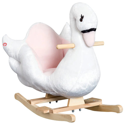 Swan Plush Rocking Horse with Music – White and Pink lifestyle play scene 5