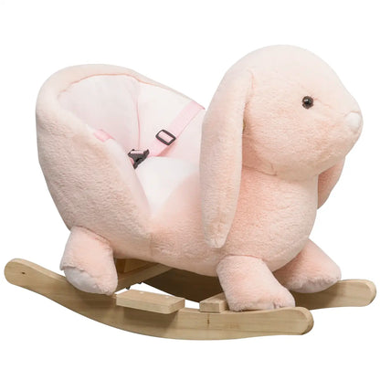 Rabbit Plush Rocking Horse with Sound – Pink
