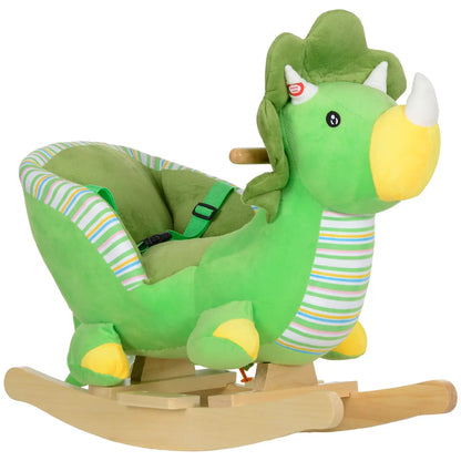 Dinosaur Plush Rocking Horse with Sound – Green lifestyle play scene 5
