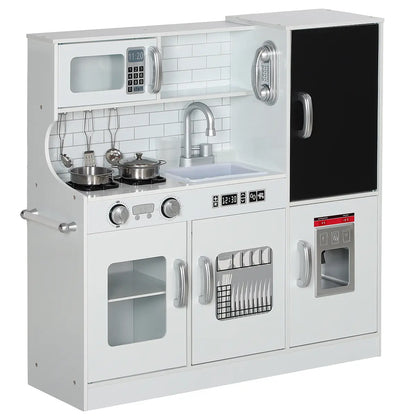 Pretend Play Kitchen with Phone, Chalkboard and Microwave – White lifestyle play scene 5