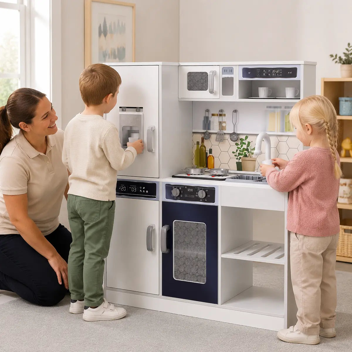 Kids' Play Kitchen with Running Water, Lights and Sounds lifestyle play scene 1