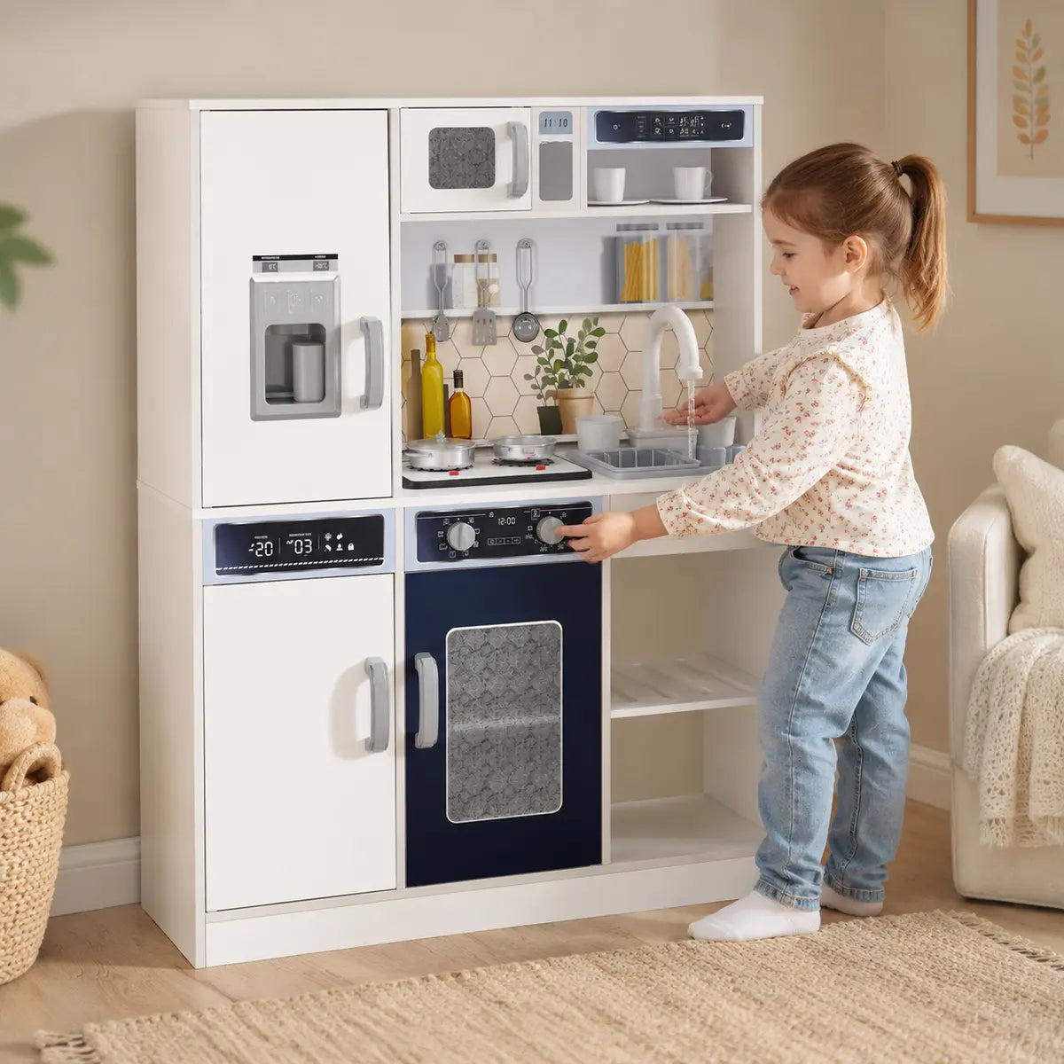 Kids' Play Kitchen with Running Water, Lights and Sounds lifestyle play scene 3