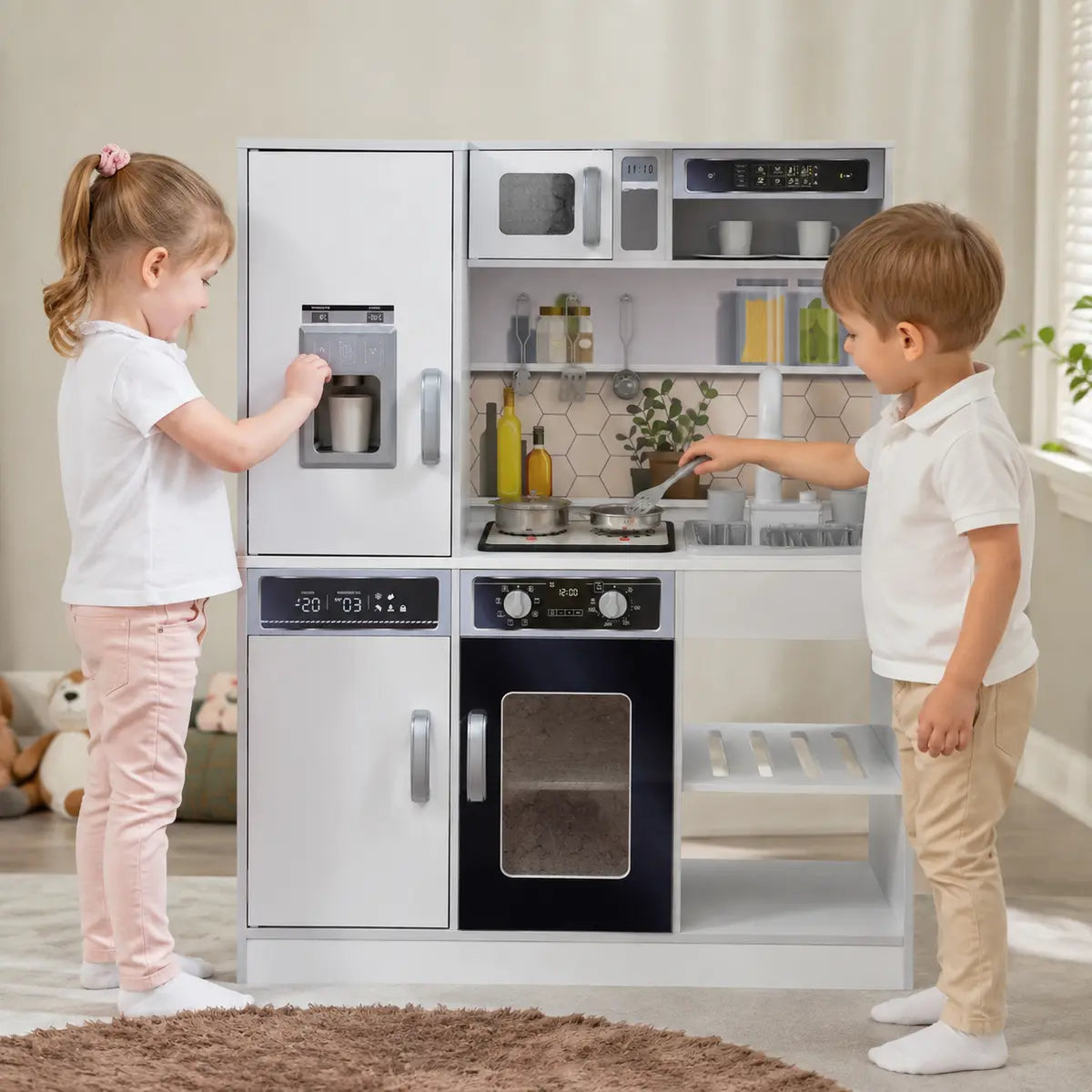 Kids' Play Kitchen with Running Water, Lights and Sounds lifestyle play scene 4