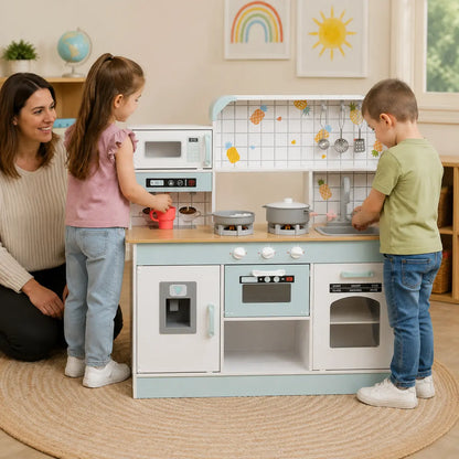 Kids' Play Kitchen with Light, Sound, Coffee Maker and Ice Maker lifestyle play scene 1