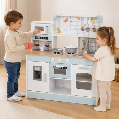 Kids' Play Kitchen with Light, Sound, Coffee Maker and Ice Maker lifestyle play scene 4