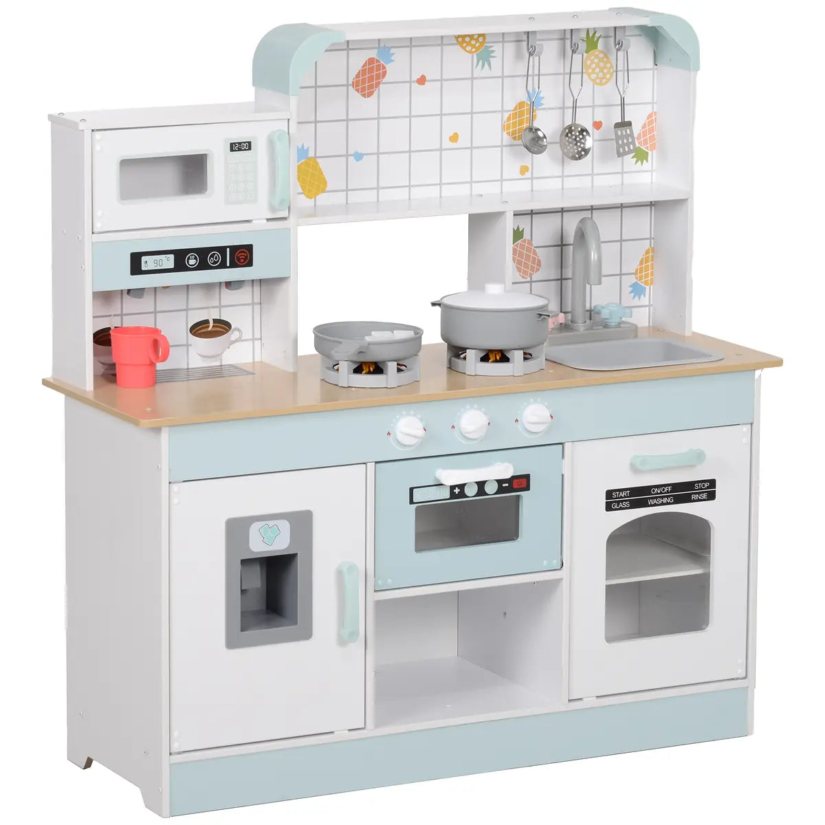 Kids' Play Kitchen with Light, Sound, Coffee Maker and Ice Maker lifestyle play scene 5