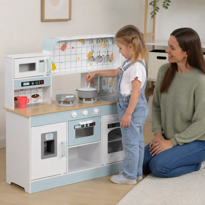 Kids' Play Kitchen with Light, Sound, Coffee Maker and Ice Maker