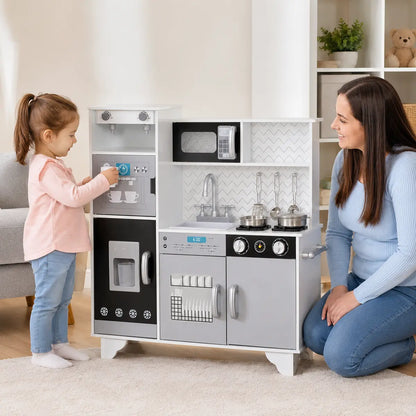 Kids' Play Kitchen with Sound, Ice Maker and Coffee Maker – White