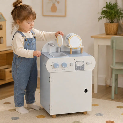 Wooden Dishwasher and Sink Pretend Play Set lifestyle play scene 2