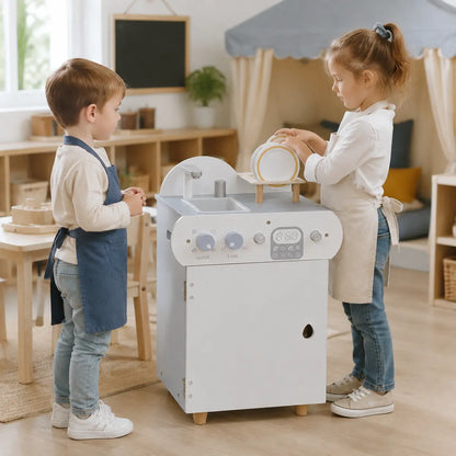 Wooden Dishwasher and Sink Pretend Play Set lifestyle play scene 4