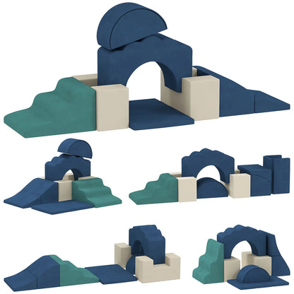 7-Piece Toddler Soft Play Climbing Set – Dark Blue lifestyle play scene 5