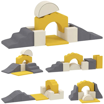 7-Piece Toddler Soft Play Climbing Set – Yellow lifestyle play scene 5