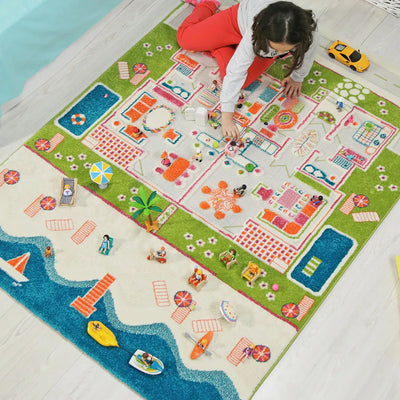 3D Twin Houses Play Rug-3D Twin Houses Play Rug