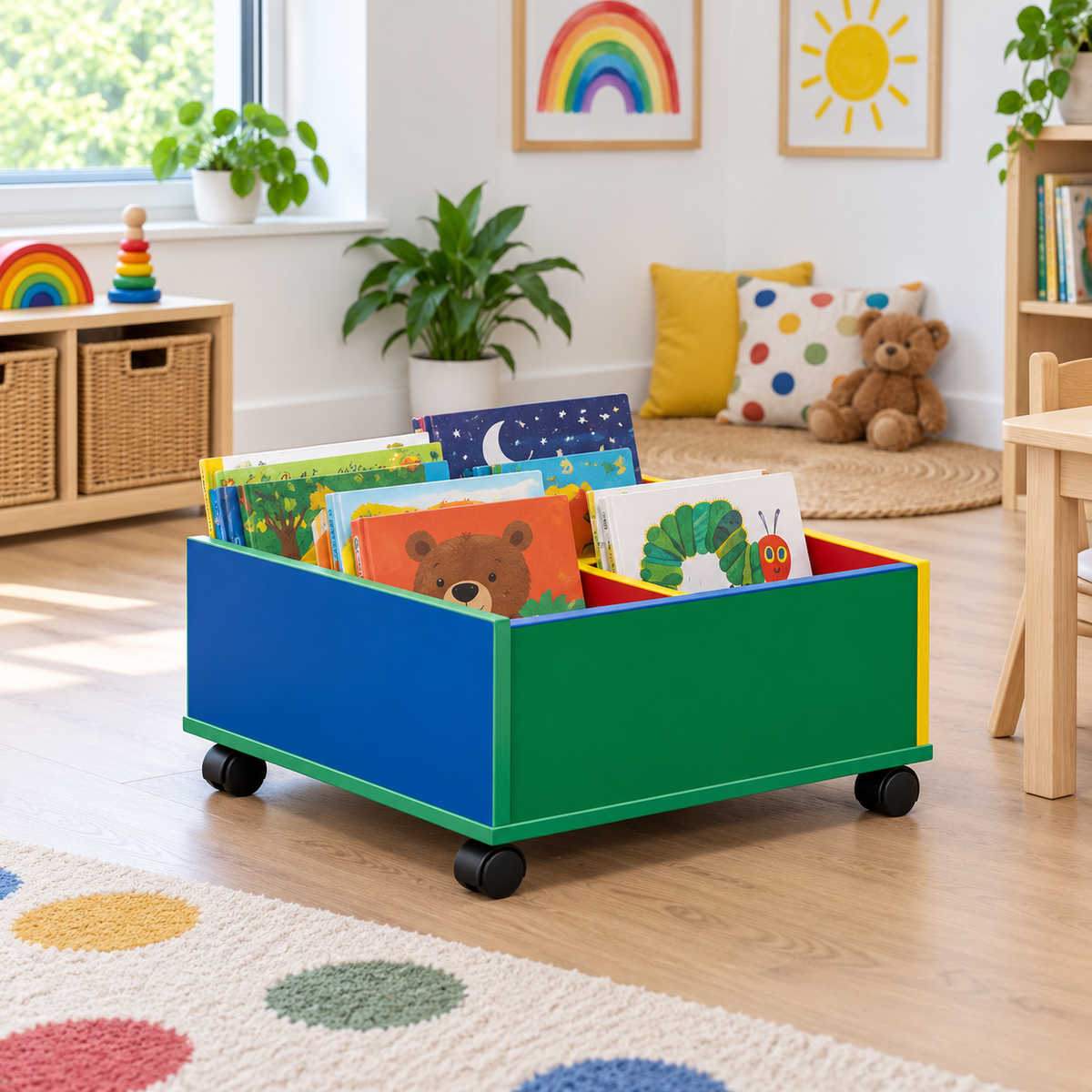 4 Bay Monarch Kinderbox Colourful Storage Unit in an early years classroom – view 2