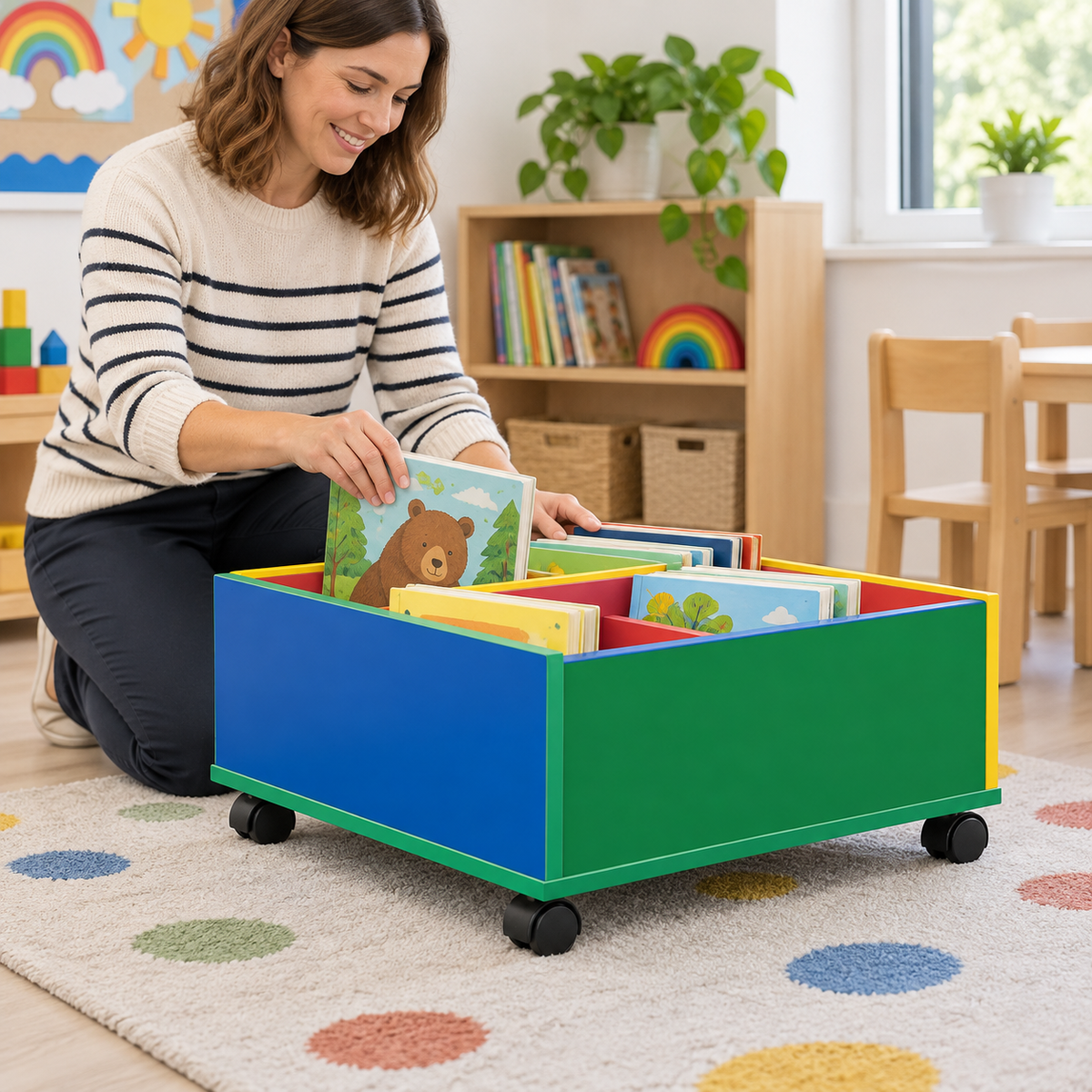 4 Bay Monarch Kinderbox Colourful Storage Unit in an early years classroom – view 4