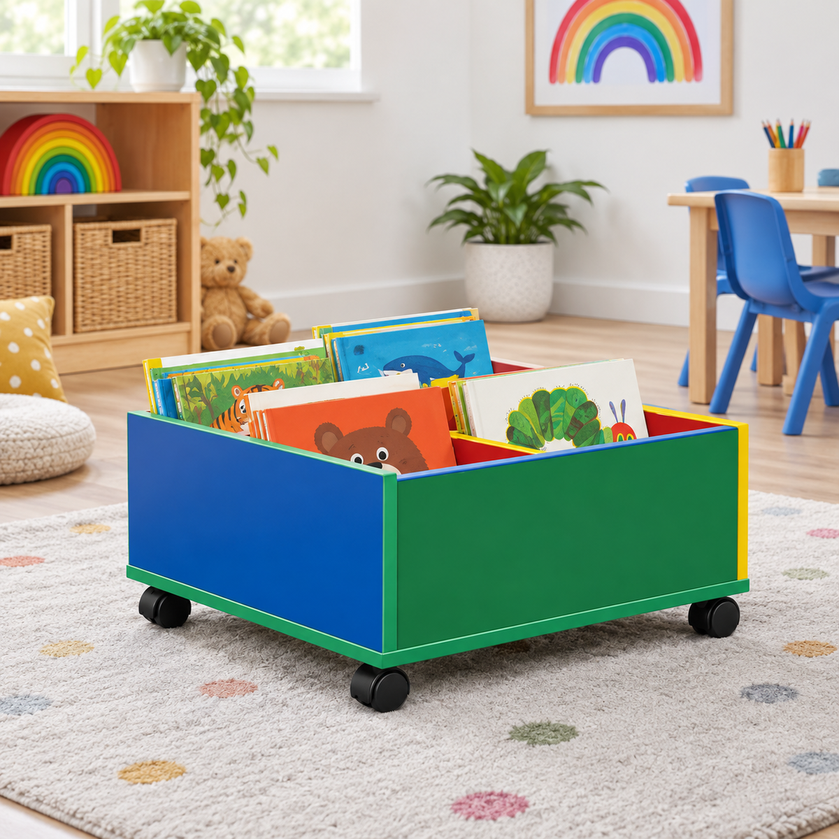 4 Bay Monarch Kinderbox Colourful Storage Unit in an early years classroom – view 6