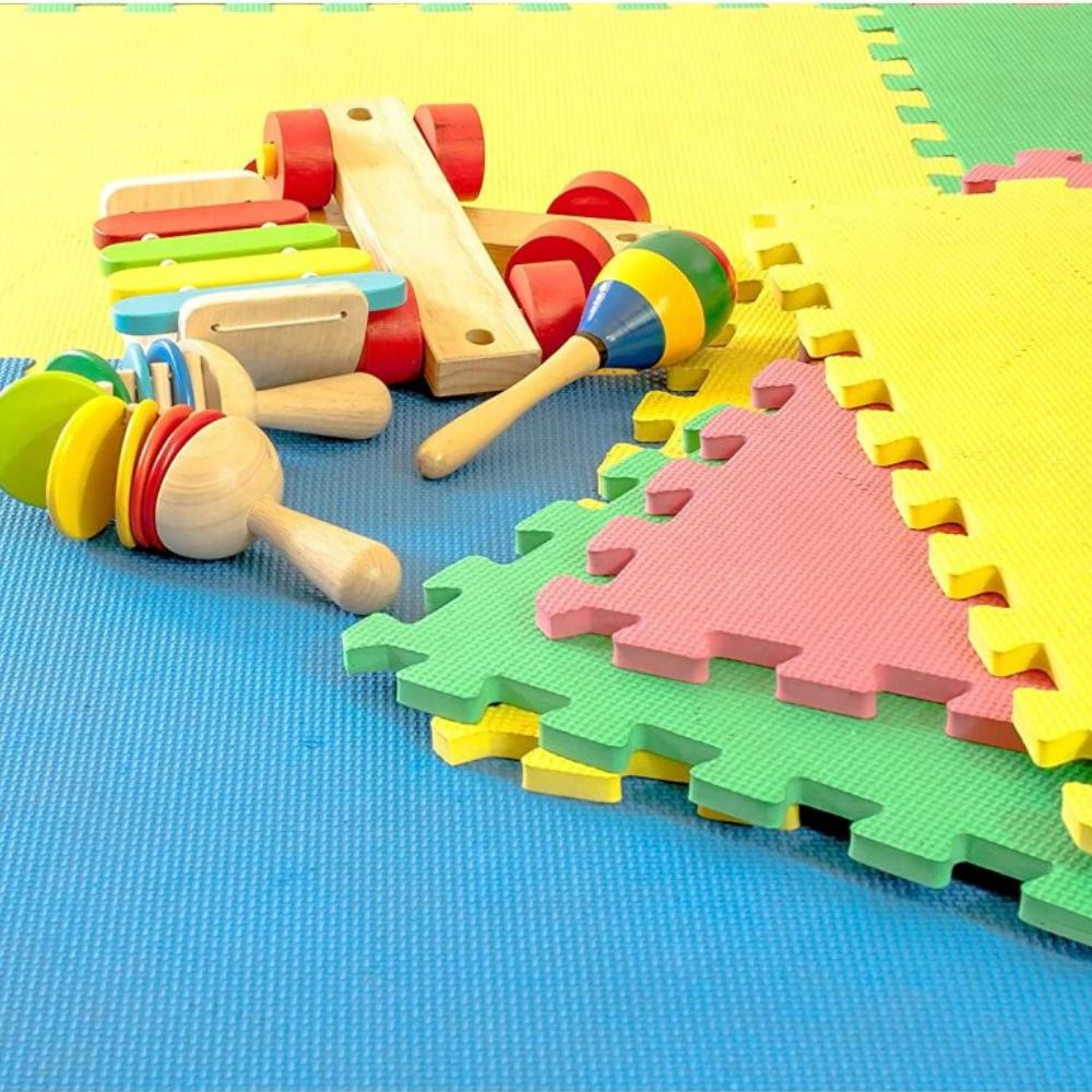 4 Pack Eva Playmats 60cm x 60cm, Give the kids somewhere safe to play outside with this 4 Piece EVA Play Mat. Ideal if your kids like sporting fun or a bit rough-and-tumble, this play mat is made of soft, supportive EVA foam, so even if they fall over there won't be any bumps or bruises. Each piece is a different, bright colour which the kids will love, and you might even be able to convince them to put it together themselves by challenging them to match up all the puzzle pieces! Specification Width: 60cm (