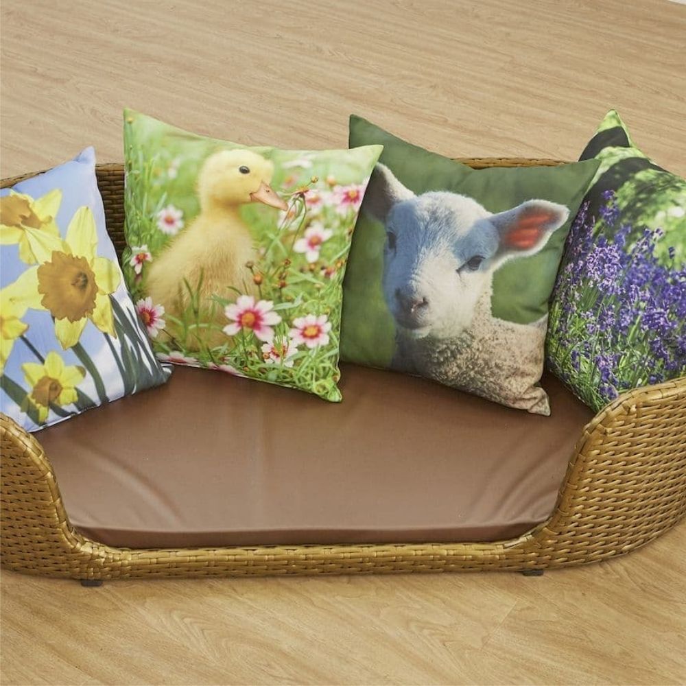 4 Pack Nature Range Cushion, A lovely set of Nature cushions to brighten up any sensory corner or reading corner. A practical and stylish solution for brightening up your cosy areas, reading corners or sofas and children will love the delightful spring themed cushions. This range of stunning nature cushions are designed and manufactured in the UK. They provide soft, comfort and are ideal for classrooms, nurseries, reading corners and libraries. Stylish and practical these Nature cushions are a great additio