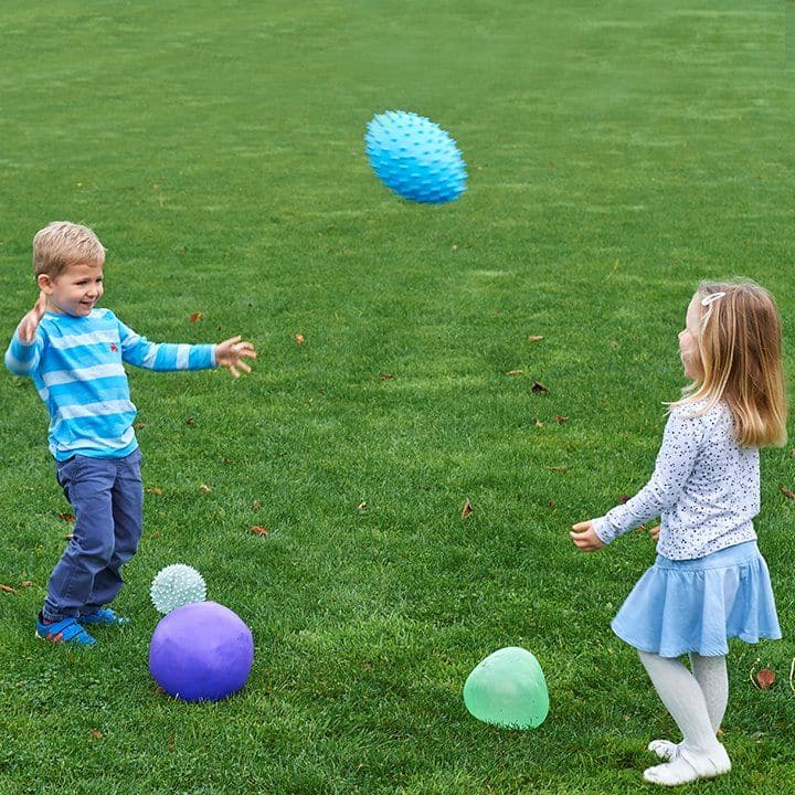 4 Pack Sensory Odd Balls, A set of four inflatable odd balls in distinctive and unusual shapes and with different surface textures and colours. The Sensory Odd Balls are great fun for throwing, catching, rolling and bouncing as the irregular shapes make them bounce and roll in unpredictable directions, challenging expectations and hand-eye coordination.Our TickiT® Odd Balls Set is a truly fascinating and captivating set of inflatable balls in odd and curious shapes. Each ball is a different colour and has a