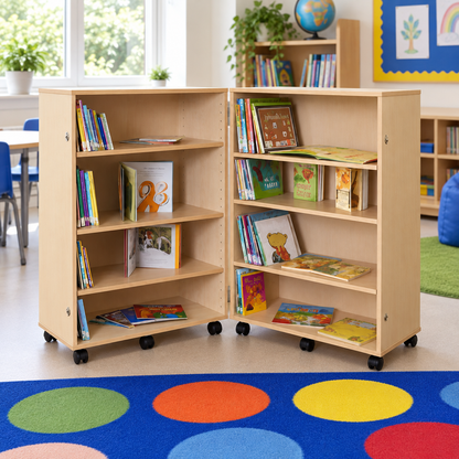 4 Shelf Bookcase Hinged in a bright classroom setting – view 6