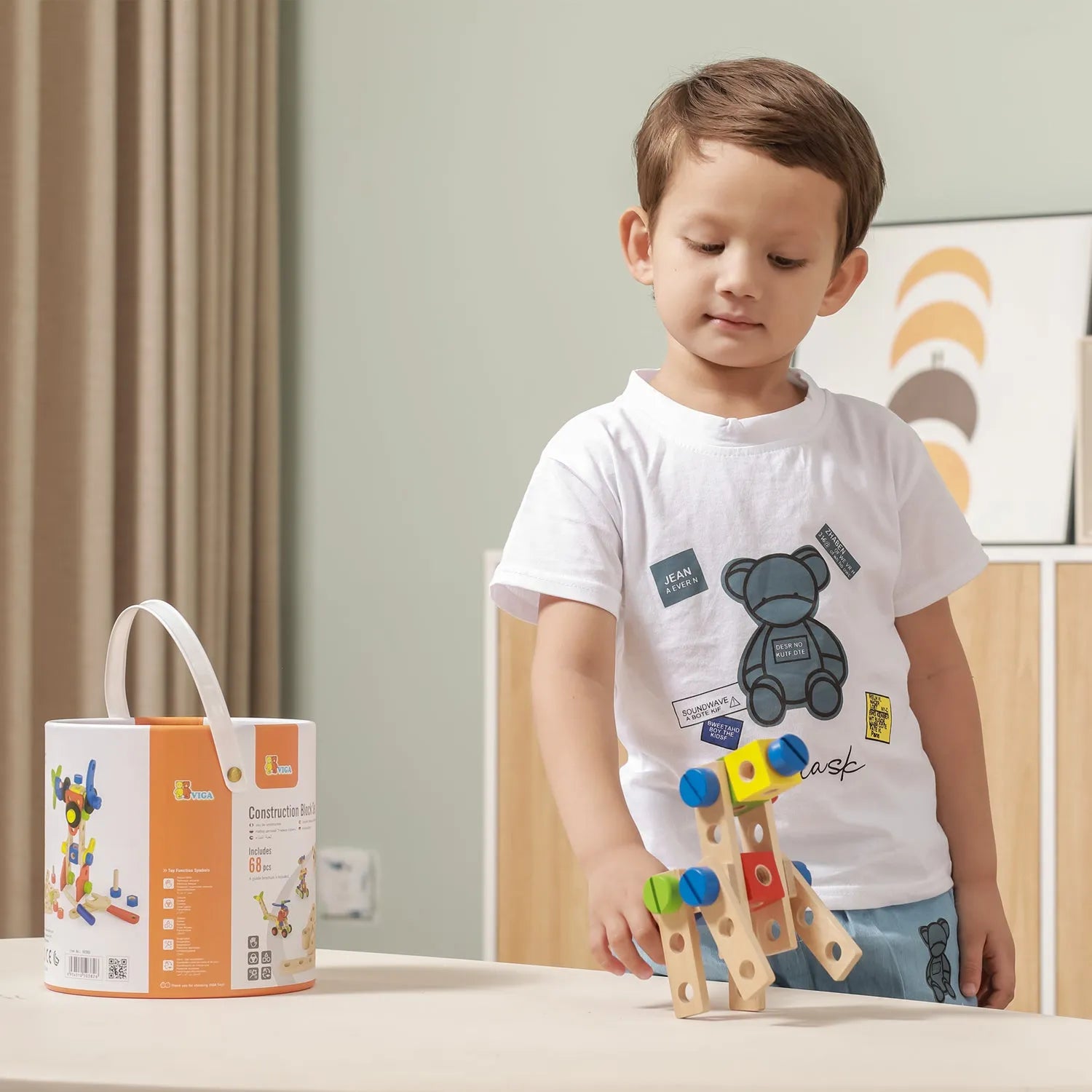 Viga Toys Wooden Construction Block Set-Viga Toys Wooden Construction Block Set