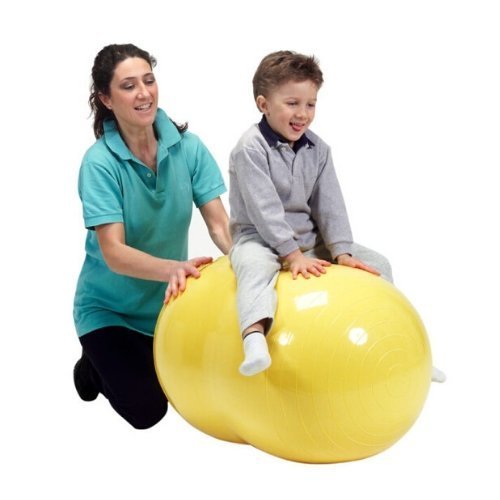 50cm Peanut Ball, This peanut ball provides excellent physical therapy and is excellent for games and exercises targeting tactile stimulation. Children love to be able to roll over the ball and have it roll over them. Peanut balls encourage balancing skills and enhance focus of the user.Unlike therapy balls, peanut balls do not roll away allowing the child to rock back and forth or side to side. For extra stability, kids can grip the sides of the ball with their legs. Use solo or with a friend. A peanut exe