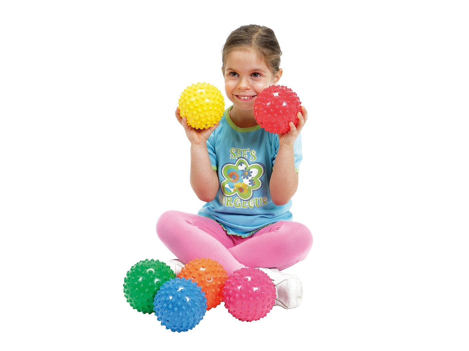 6 pack Easy Grip Balls, The Easy Grip Balls are a lovely pack of 6 textured Easy Grip sensory balls measuring 11cm meaning its easier to grip and children will love the textured feel of the hedgehog ball. The Easy Grip Balls are covered with little knobbly bumps and makes this a softer ball to teach touch and texture.Easy Grip provides a soft textured feel. Perfect for small children to play with, this knobbly ball fosters grip and manipulation skills. Easy Grip is supplied in a set of six pieces in assorte