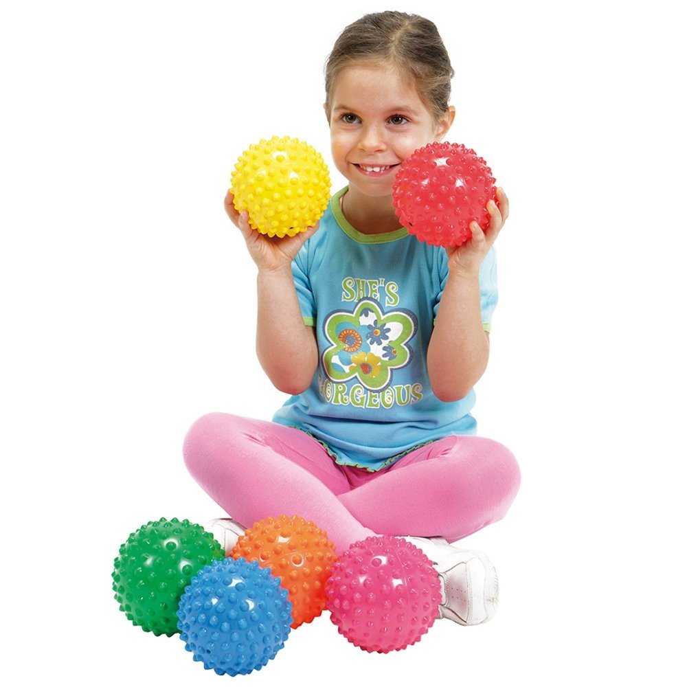 6 pack Easy Grip Balls, The Easy Grip Balls are a lovely pack of 6 textured Easy Grip sensory balls measuring 11cm meaning its easier to grip and children will love the textured feel of the hedgehog ball. The Easy Grip Balls are covered with little knobbly bumps and makes this a softer ball to teach touch and texture.Easy Grip provides a soft textured feel. Perfect for small children to play with, this knobbly ball fosters grip and manipulation skills. Easy Grip is supplied in a set of six pieces in assorte