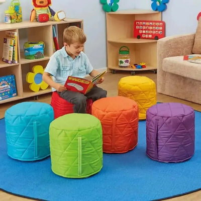 6 Pack Small Quilted Bean Bag Pouffes-6 Pack Small Quilted Bean Bag Pouffes