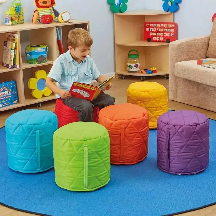 6 Pack Small Quilted Bean Bag Pouffes-6 Pack Small Quilted Bean Bag Pouffes