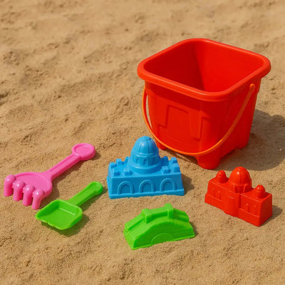 6 Piece Square Castle Bucket Set-6 Piece Square Castle Bucket Set