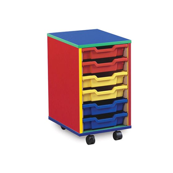 6 Shallow Tray Monarch Colourful Tray Storage Unit - mobile, This colourful range of mobile Tray Storage Units is guaranteed to brighten up any classroom, playroom or bedroom ! Designed for the younger user it is robust and fun to ensure years of practical storage use. Delivered fully assembled and complete with Gratnells trays 6 x shallow trays You can choose any combination of the 28 Gratnells tray colours available - click on "View more images" for full colour range (please specify on your order) Coloure