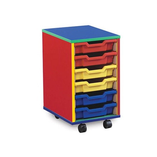 6 Shallow Tray Monarch Colourful Tray Storage Unit - mobile, This colourful range of mobile Tray Storage Units is guaranteed to brighten up any classroom, playroom or bedroom ! Designed for the younger user it is robust and fun to ensure years of practical storage use. Delivered fully assembled and complete with Gratnells trays 6 x shallow trays You can choose any combination of the 28 Gratnells tray colours available - click on "View more images" for full colour range (please specify on your order) Coloure